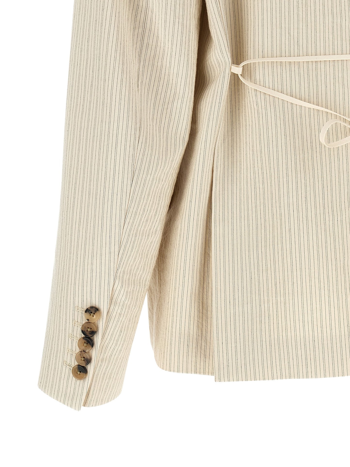 Blazer by Dries Van Noten for women in cotton beige, horn & striped presents a distinguished silhouette, detailed with a distinguished and distinctive for a truly sophisticated finish.