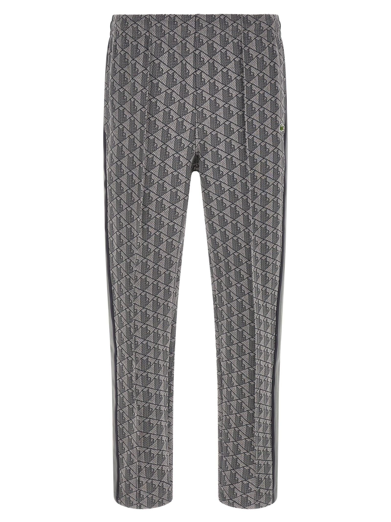 Joggers by Lacoste for men in polyamide polyester & cotton gray, jacquard & monogram features a polished silhouette with a polished straight-leg, reaching a polished long and finished with a polished .