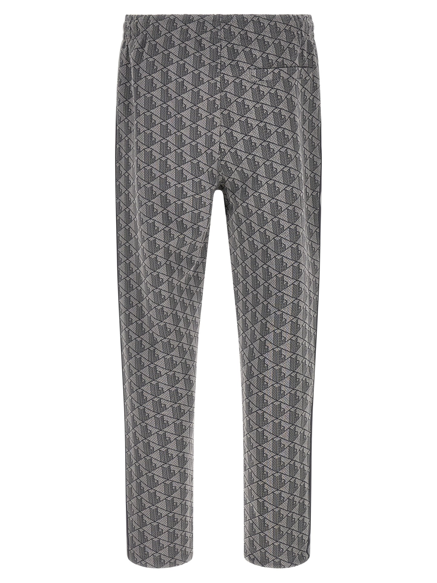 Joggers by Lacoste for men in polyamide polyester & cotton gray, jacquard & monogram features an sartorial straight-leg and long with a cut for a sartorial finish.