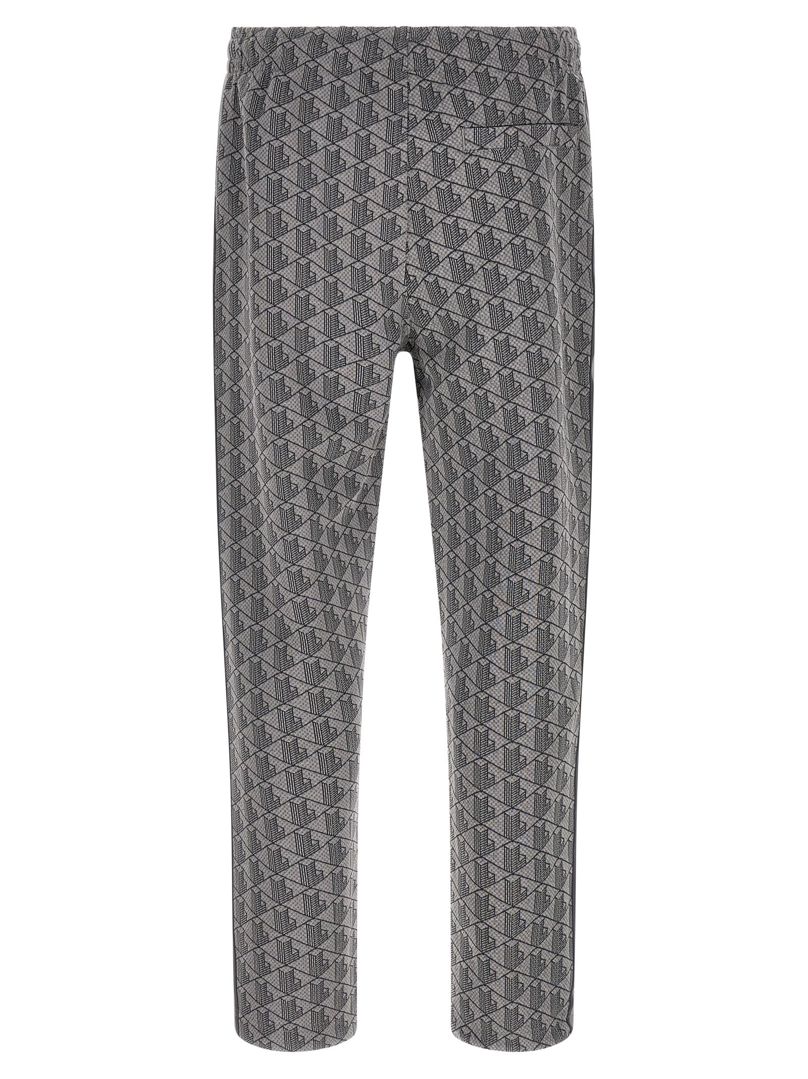 Joggers by Lacoste for men in polyamide polyester & cotton gray, jacquard & monogram features an sartorial straight-leg and long with a cut for a sartorial finish.