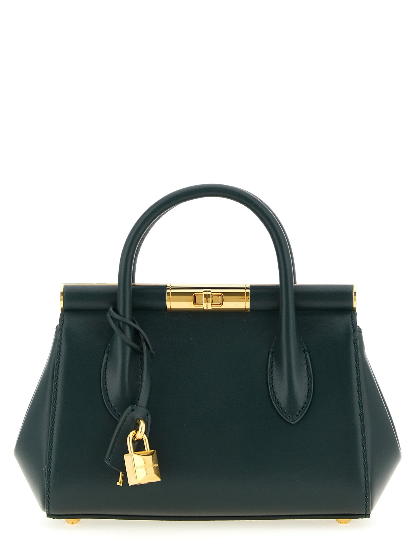 Mini Evening Handbag by Dolce & Gabbana for women in zamak calf leather & brass bicolour & green features a signature silhouette, showcasing a secure and signature with versatile shoulder-strap & handle for a sophisticated look.