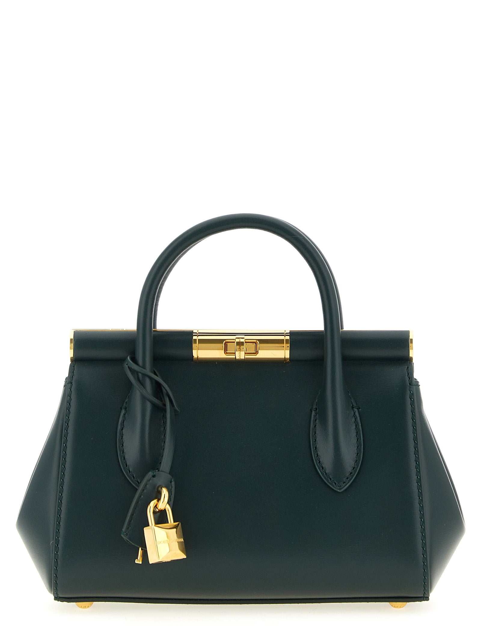 Mini Evening Handbag by Dolce & Gabbana for women in zamak calf leather & brass bicolour & green features a signature silhouette, showcasing a secure and signature with versatile shoulder-strap & handle for a sophisticated look.