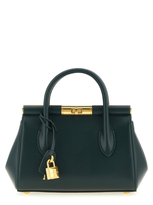 Mini Evening Handbag by Dolce & Gabbana for women in zamak calf leather & brass bicolour & green features a signature silhouette, showcasing a secure and signature with versatile shoulder-strap & handle for a sophisticated look.