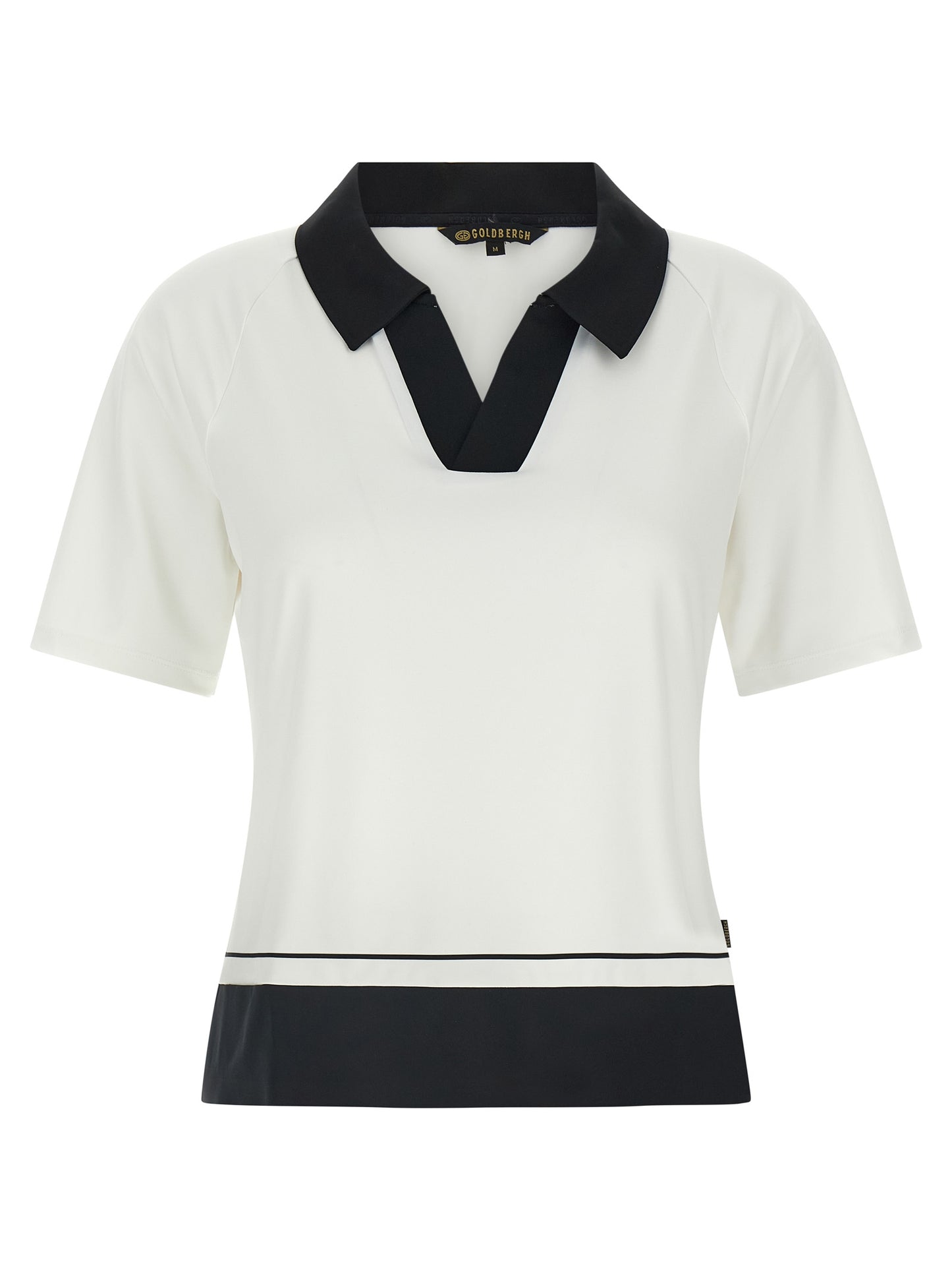 Polo Shirt by GOLDBERGH for women in stretch polyester bicolour, black & white presents a distinguished silhouette, showcasing a sophisticated and distinguished short-sleeve for a truly distinguished finish.