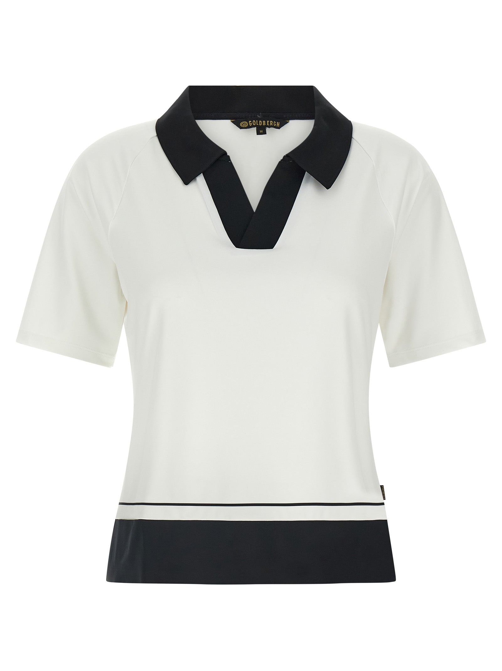 Polo Shirt by GOLDBERGH for women in stretch polyester bicolour, black & white presents a distinguished silhouette, showcasing a sophisticated and distinguished short-sleeve for a truly distinguished finish.