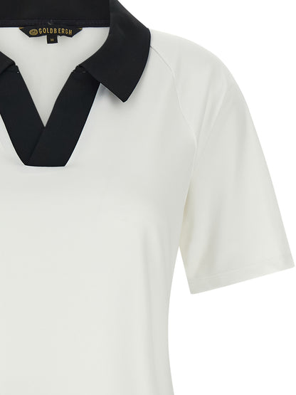 Polo Shirt by GOLDBERGH for women in stretch polyester bicolour, black & white presents a sleek silhouette, featuring a refined and for a sleek finish.