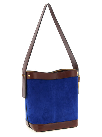 Versace Medusa Calfskin Leather Shoulder Bucket Bag - Blue
