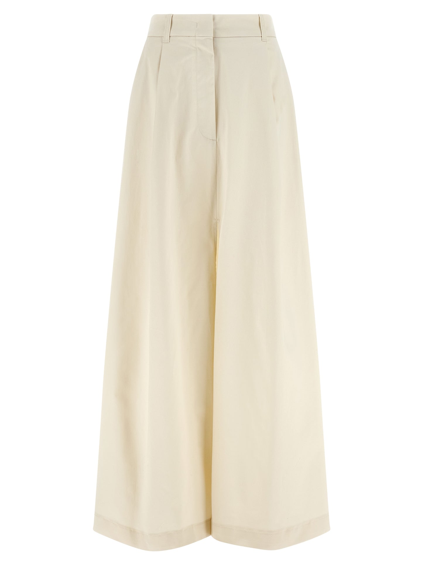 Skirt by THELATEST for women in stretch cotton beige showcases a dramatic silhouette, artfully capturing the essence of the Women's Flared Stretch Cotton Mini Skirt in a dramatic mini cut for a refined look.