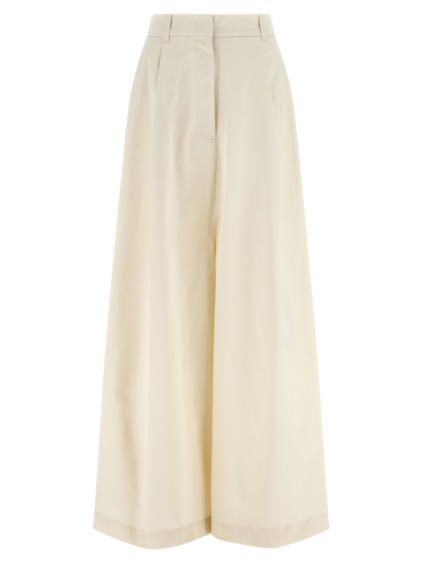 Skirt by THELATEST for women in stretch cotton beige showcases a dramatic silhouette, artfully capturing the essence of the Women's Flared Stretch Cotton Mini Skirt in a dramatic mini cut for a refined look.