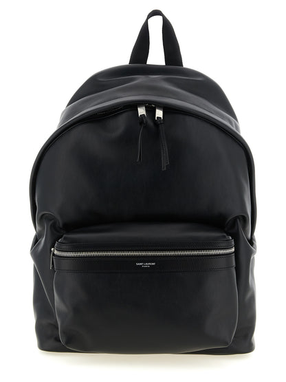 Saint Laurent City Calfskin Leather Backpack - Black