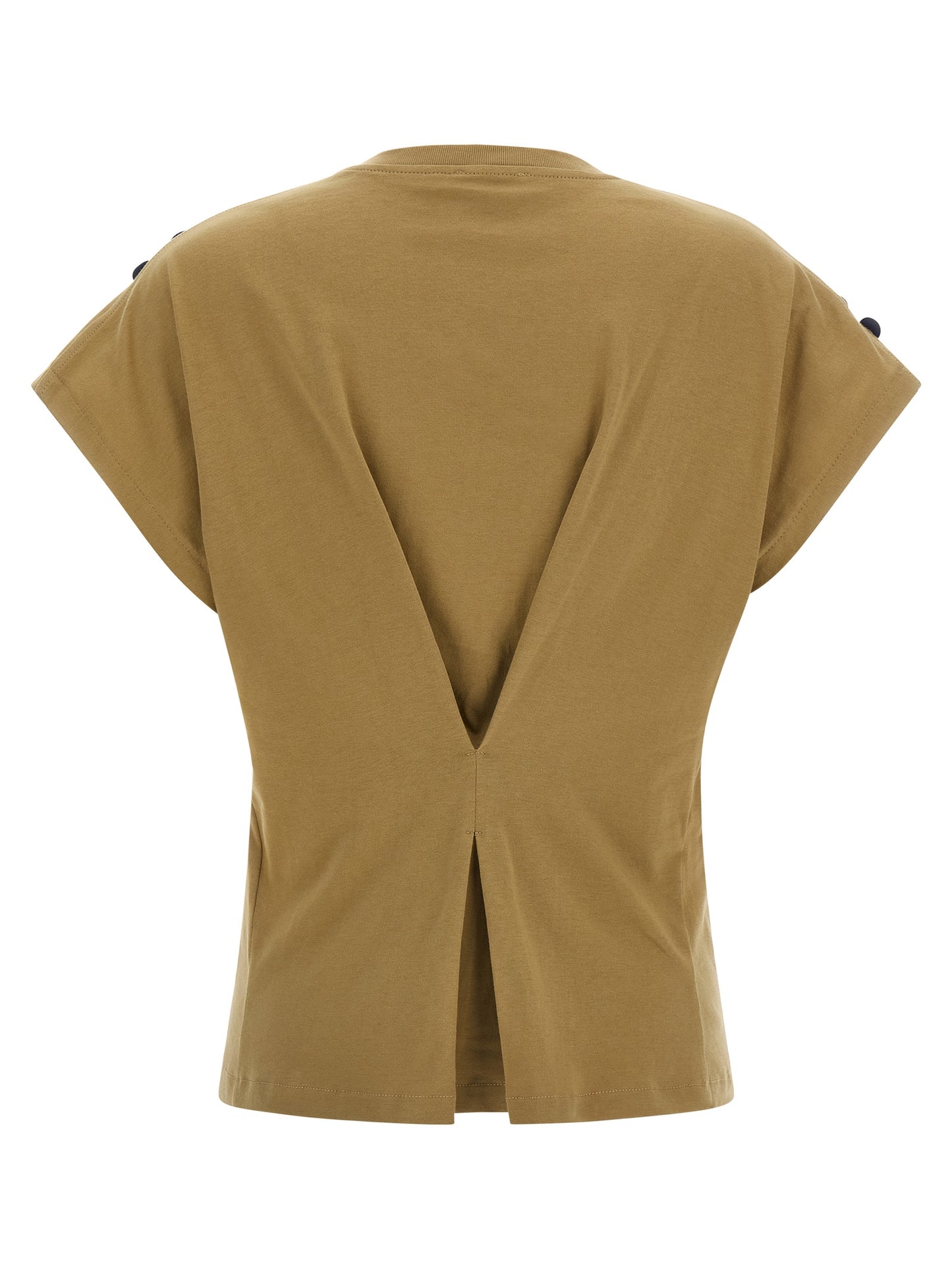 T-Shirt by NUDE for women in cotton sequins brown & nude showcases a unassuming silhouette, artfully detailed with a refined crew neckline and unassuming for a sophisticated, contemporary look.