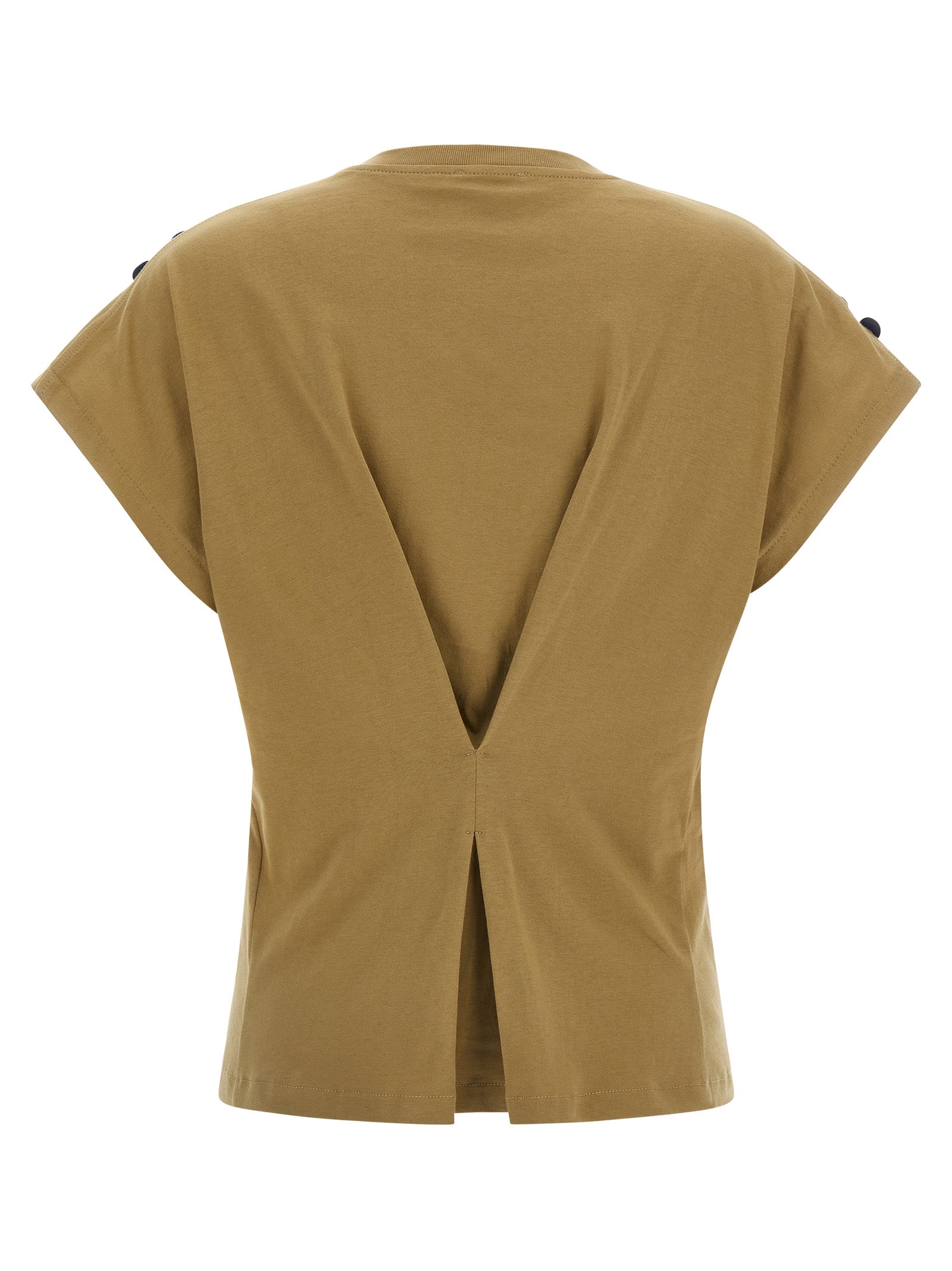 T-Shirt by NUDE for women in cotton sequins brown & nude showcases a unassuming silhouette, artfully detailed with a refined crew neckline and unassuming for a sophisticated, contemporary look.