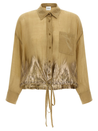 Blouse by NUDE for women in linen brown & nude features an polished silhouette, showcasing a sophisticated and long-sleeve detail for a truly polished finish.