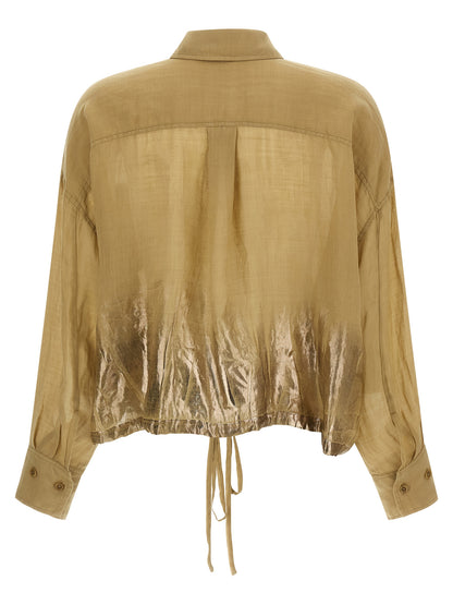 Blouse by NUDE for women in linen brown & nude, featuring a nuanced and nuanced for a sophisticated finish.