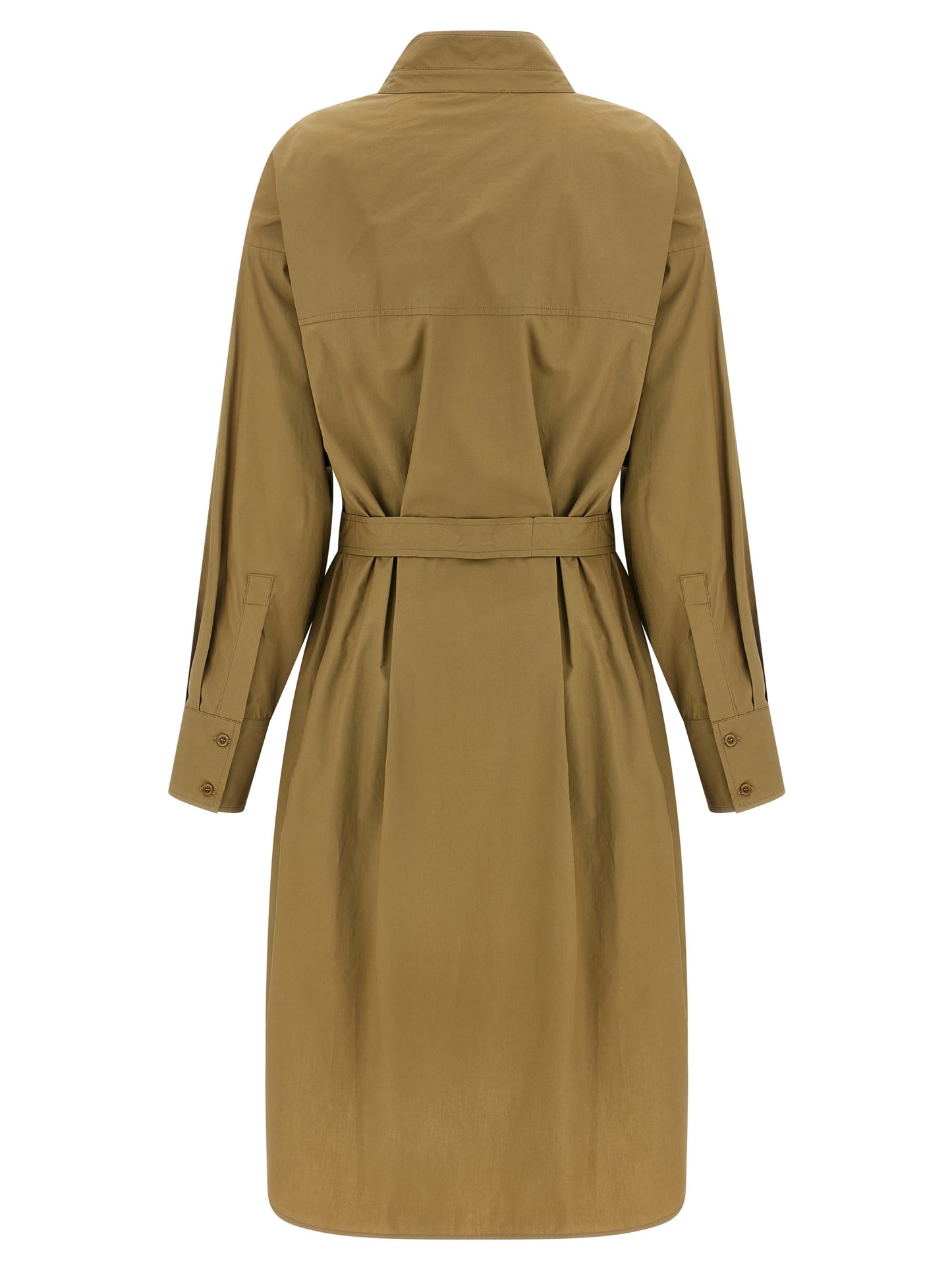 Dress by NUDE for women in cotton brown & nude showcases a striking silhouette, elegantly detailed with a , refined , and a striking midi for a striking finish.