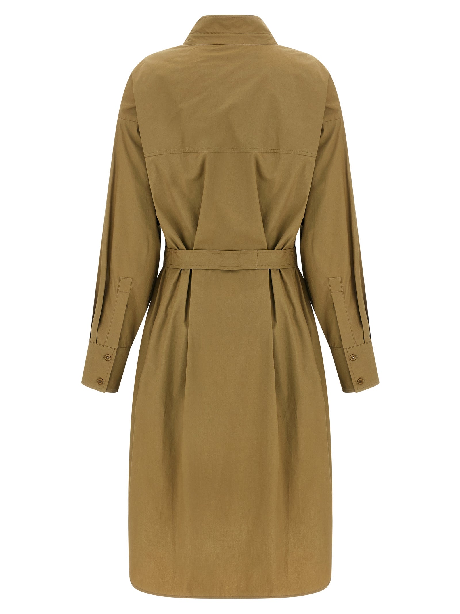 Dress by NUDE for women in cotton brown & nude showcases a striking silhouette, elegantly detailed with a , refined , and a striking midi for a striking finish.