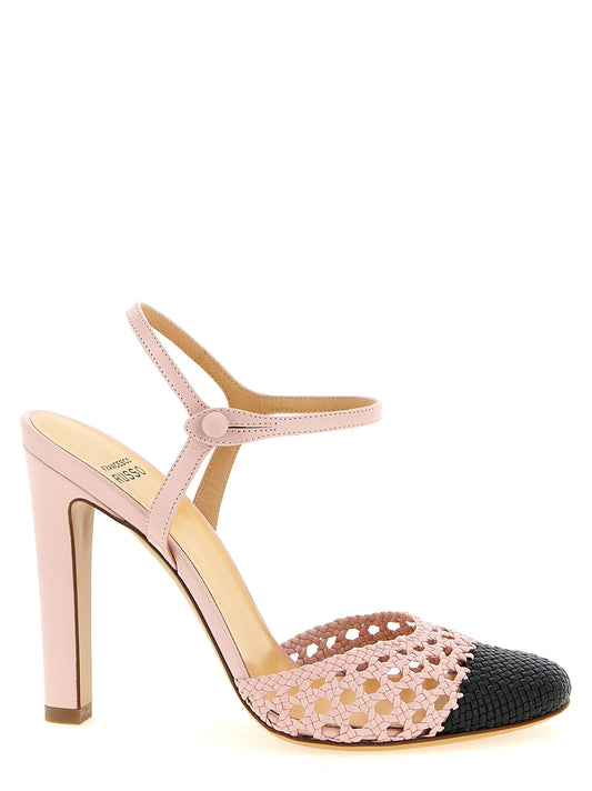Francesco Russo Women's Nappa Goatskin Leather High-Heel Ankle Strap Mary-Jane Pumps Heels - Multicolor Pink
