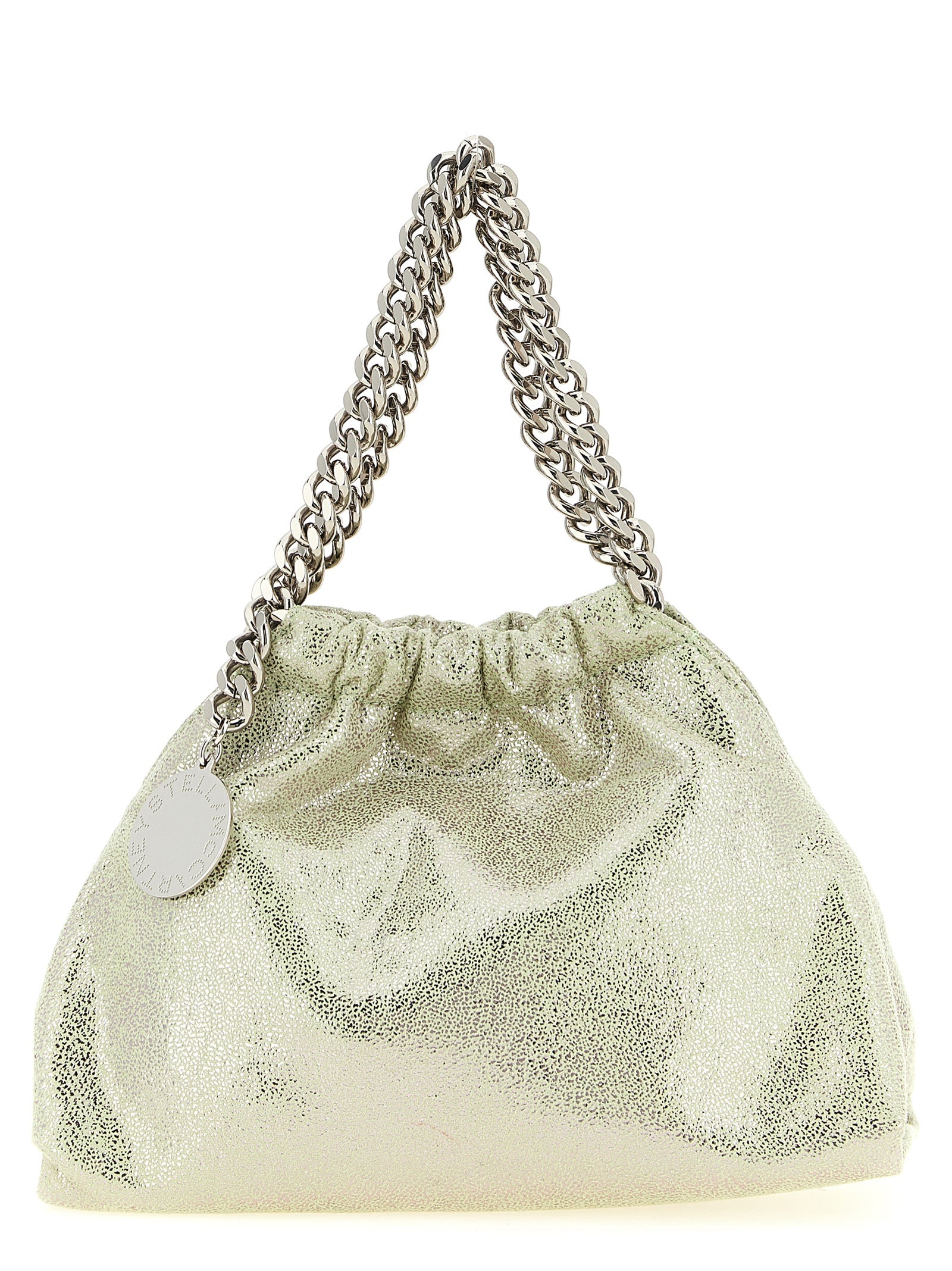 Mini Drawstring Handbag by Stella McCartney for women in stretch polyester bicolour & green features a refined silhouette, showcasing a secure drawstring, organized , and versatile for a refined finish.