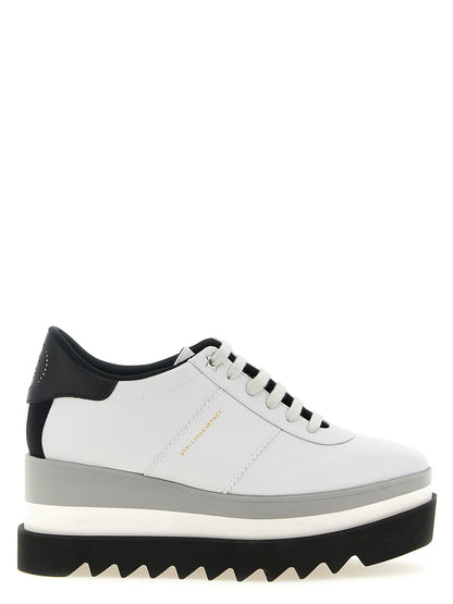 Platform Wedge Lace-Up Sandals by Stella McCartney for women in polyethylene & polyurethane gray features an exquisite silhouette, showcasing the exquisite Women's Polyethylene & Polyurethane Platform Wedge Lace-Up Sandals with a platform wedge and .