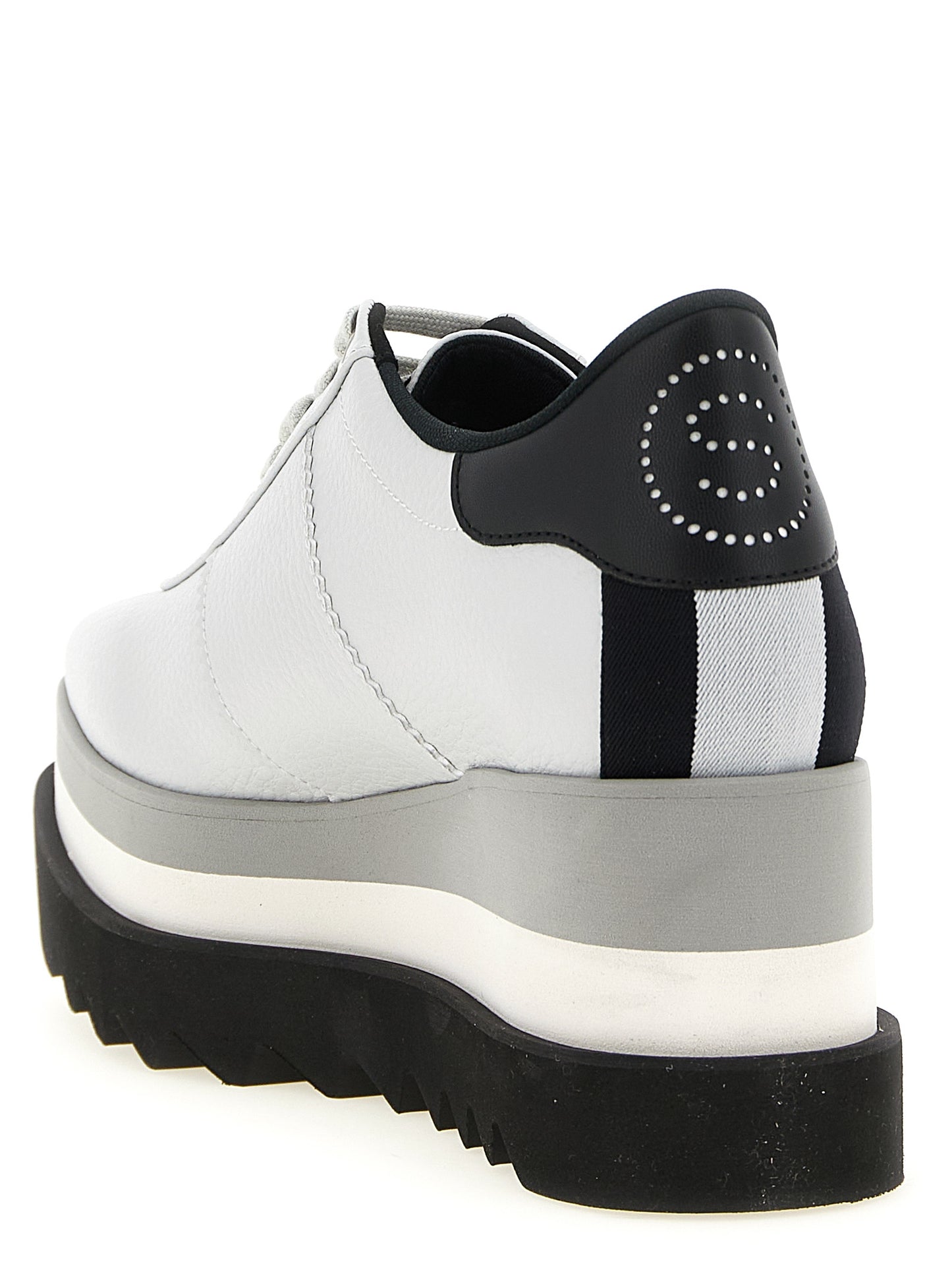 Platform Wedge Lace-Up Sandals by Stella McCartney for women in polyethylene & polyurethane and gray presents a captivating silhouette, showcasing the signature style of the Women's Polyethylene & Polyurethane Platform Wedge Lace-Up Sandals with a captivating platform wedge and captivating .