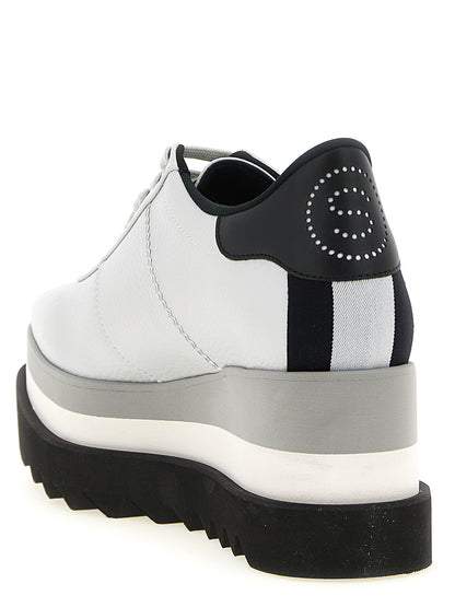 Platform Wedge Lace-Up Sandals by Stella McCartney for women in polyethylene & polyurethane and gray presents a captivating silhouette, showcasing the signature style of the Women's Polyethylene & Polyurethane Platform Wedge Lace-Up Sandals with a captivating platform wedge and captivating .