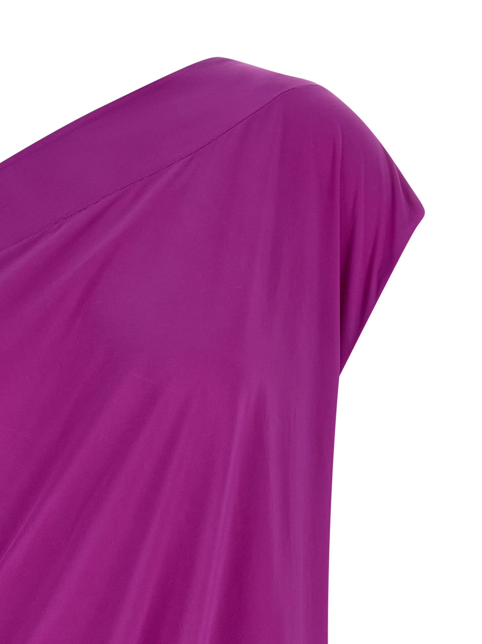 Dress by GOLDBERGH for women in polyamide satin purple features a dramatic silhouette, showcasing an elegant and that flows into a dramatic short.