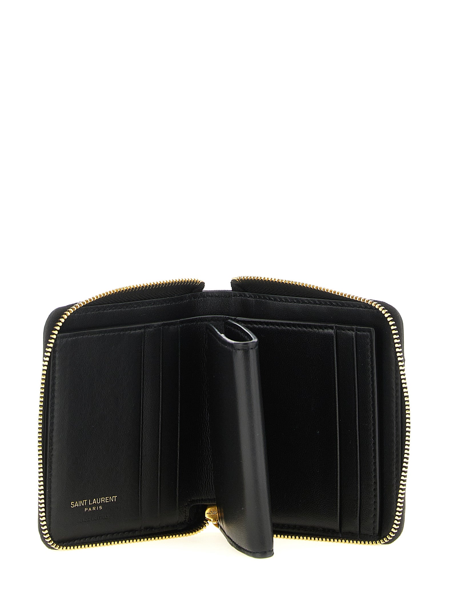 Cardholder Card Case by Saint Laurent for women in lamb leather black features a sleek silhouette, showcasing the sleek design of the Cassandre Pegaso Lamb Leather Cardholder Card Case with functional card-organization for a premium look.