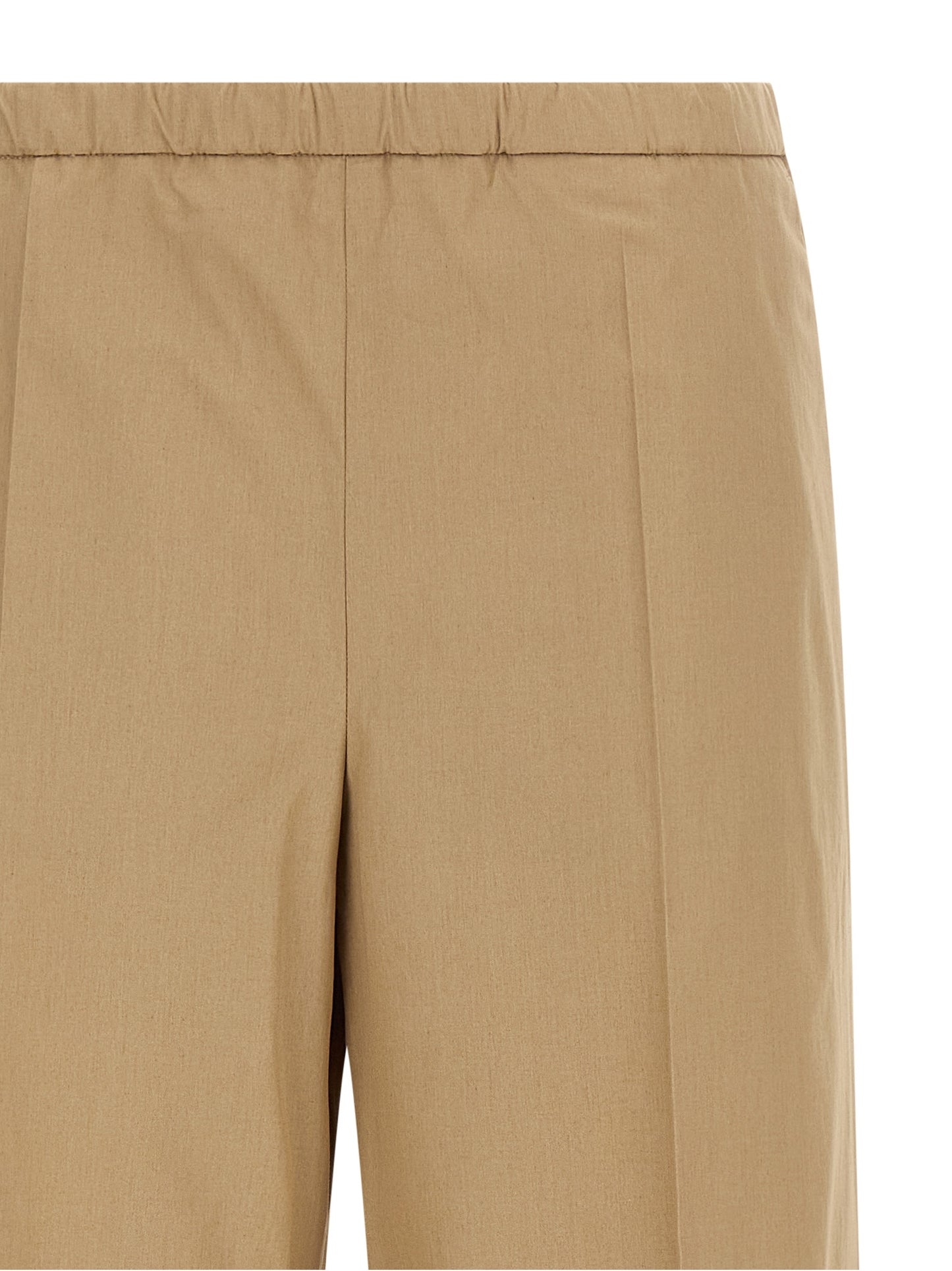 Trousers by Moncler for women in cotton beige features an on trend silhouette, showcasing a sophisticated straight & wide with a long and for an on trend finish.