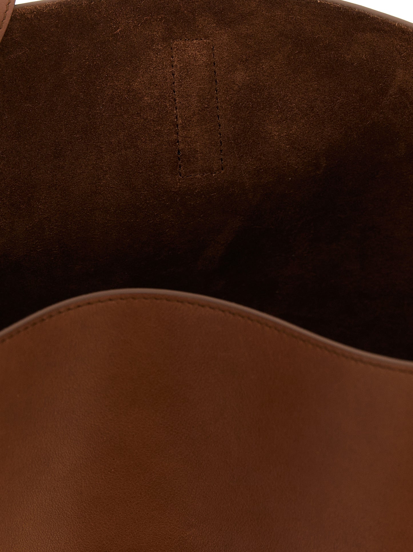 Large Shoulder Clutch Bag by Saint Laurent for women in suede calfskin leather brown presents a versatile silhouette, showcasing a secure and versatile with versatile shoulder-strap, adjustable-strap & handle for a sophisticated look.