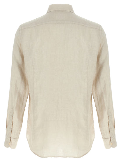 Shirt by MC2 Saint Barth for men in linen beige showcases a sublime silhouette, artfully detailed with a sublime and for a sophisticated, sublime finish.