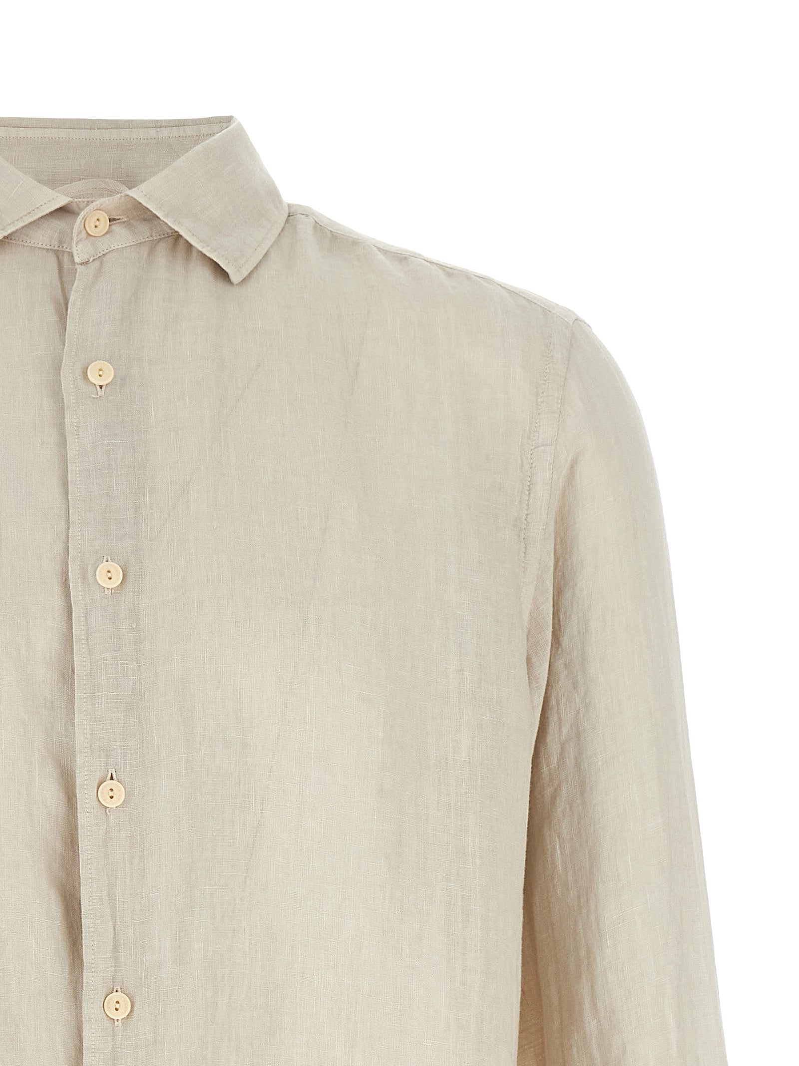 Shirt by MC2 Saint Barth for men in linen beige features an polished silhouette, showcasing a sophisticated and detail for a truly polished finish.