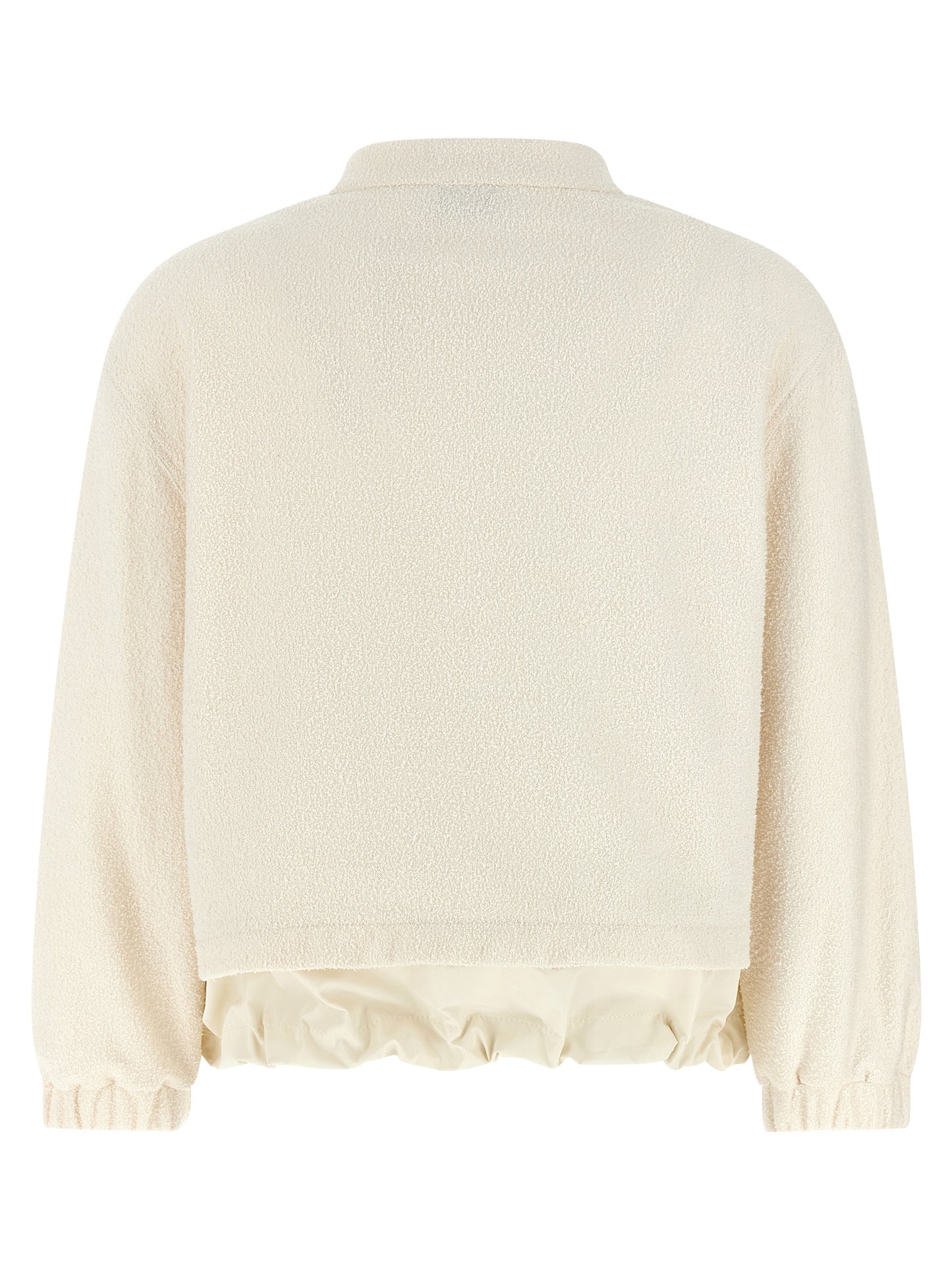 Cardigan by Moncler for women in nylon polyester & wool white features a nuanced silhouette with a refined high-neck neckline and nuanced detailing for a sophisticated look.