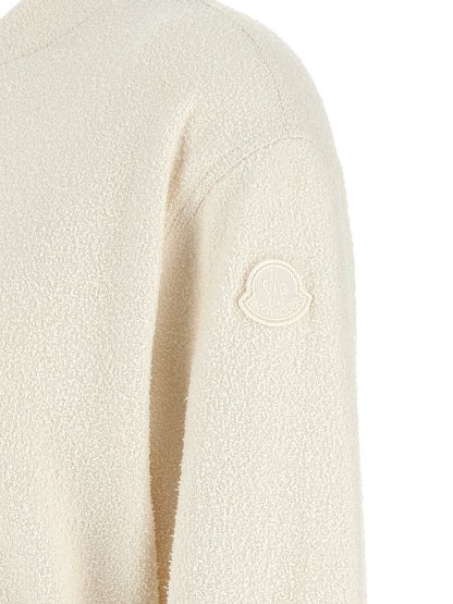 Cardigan by Moncler for women in nylon polyester & wool white features an impeccable silhouette, showcasing a sophisticated and detail for a truly impeccable finish.