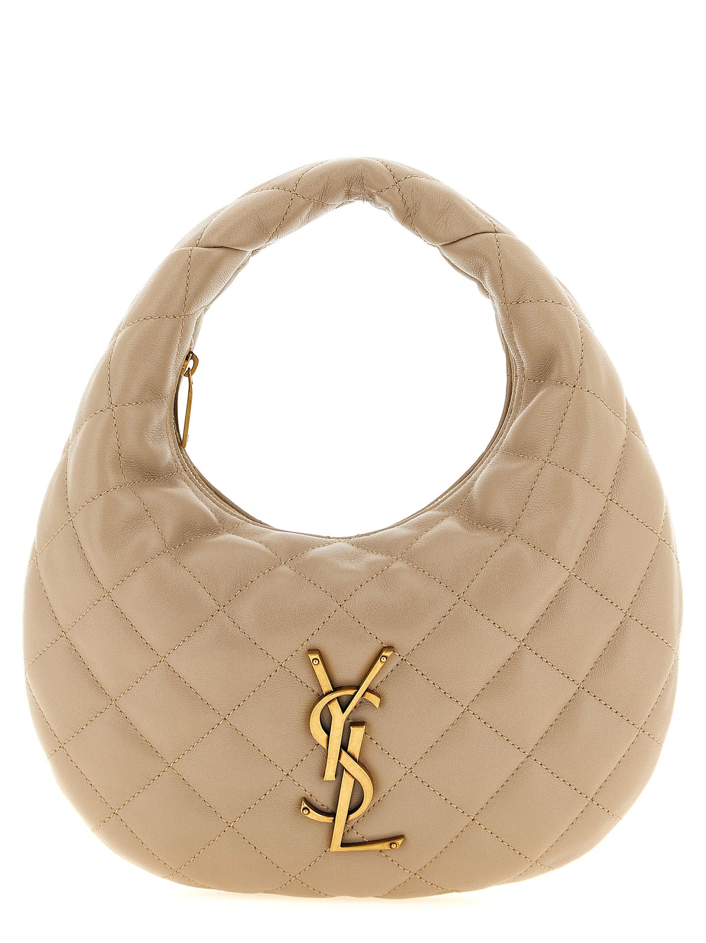Saint Laurent Cassandre Icarino Lamb Leather Quilted Handbag - Beige Signature