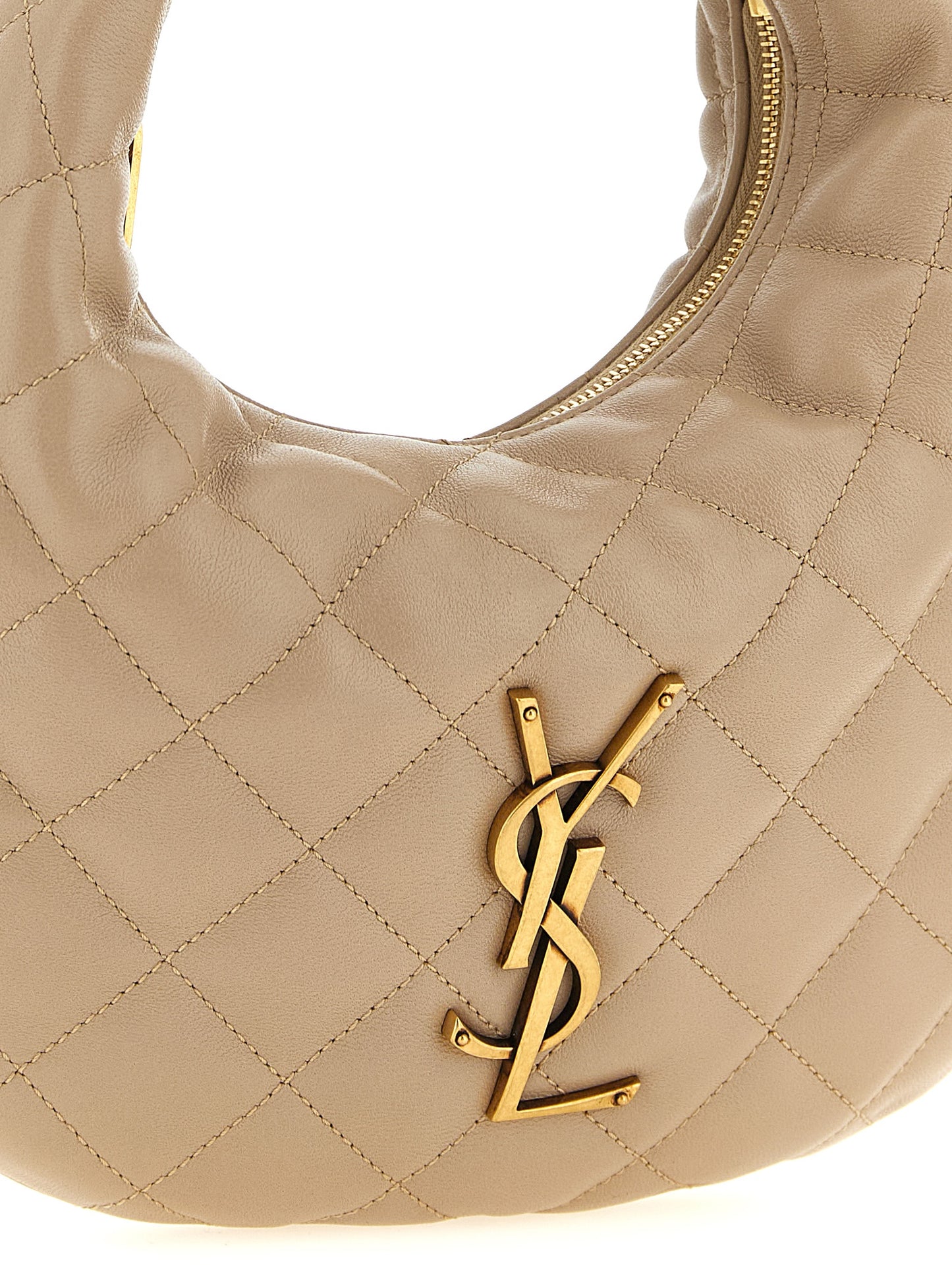 Saint Laurent Cassandre Icarino Lamb Leather Quilted Handbag - Beige Signature