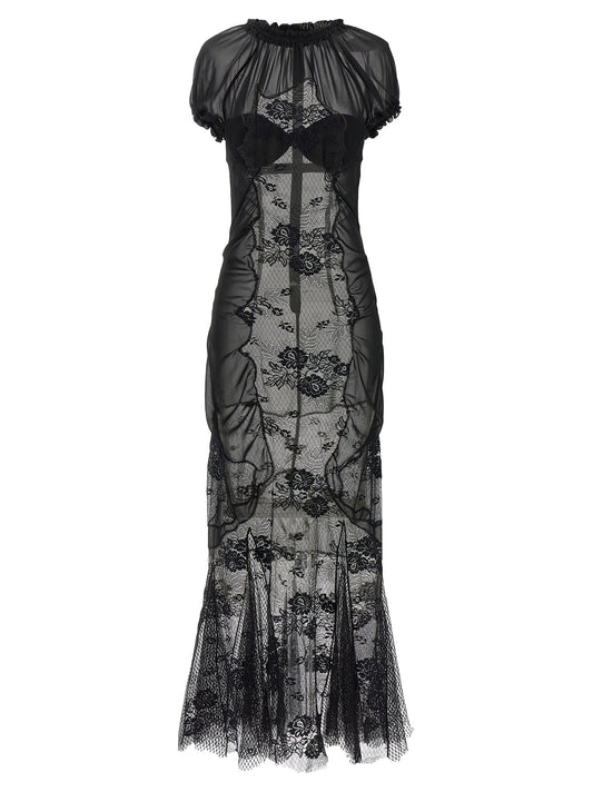 Dress by The Attico for women in polyamide cotton black features a dramatic silhouette, showcasing an elegant high-neck neckline and that flows into a dramatic midi short.
