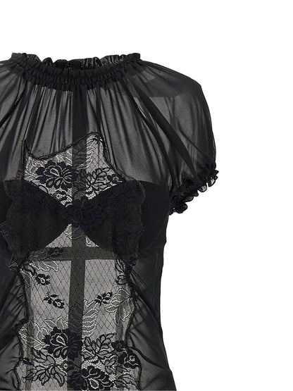 Dress by The Attico for women in polyamide cotton black features an eye catching silhouette with a sophisticated high-neck neckline, elegant , and a refined midi short for a eye catching aesthetic.