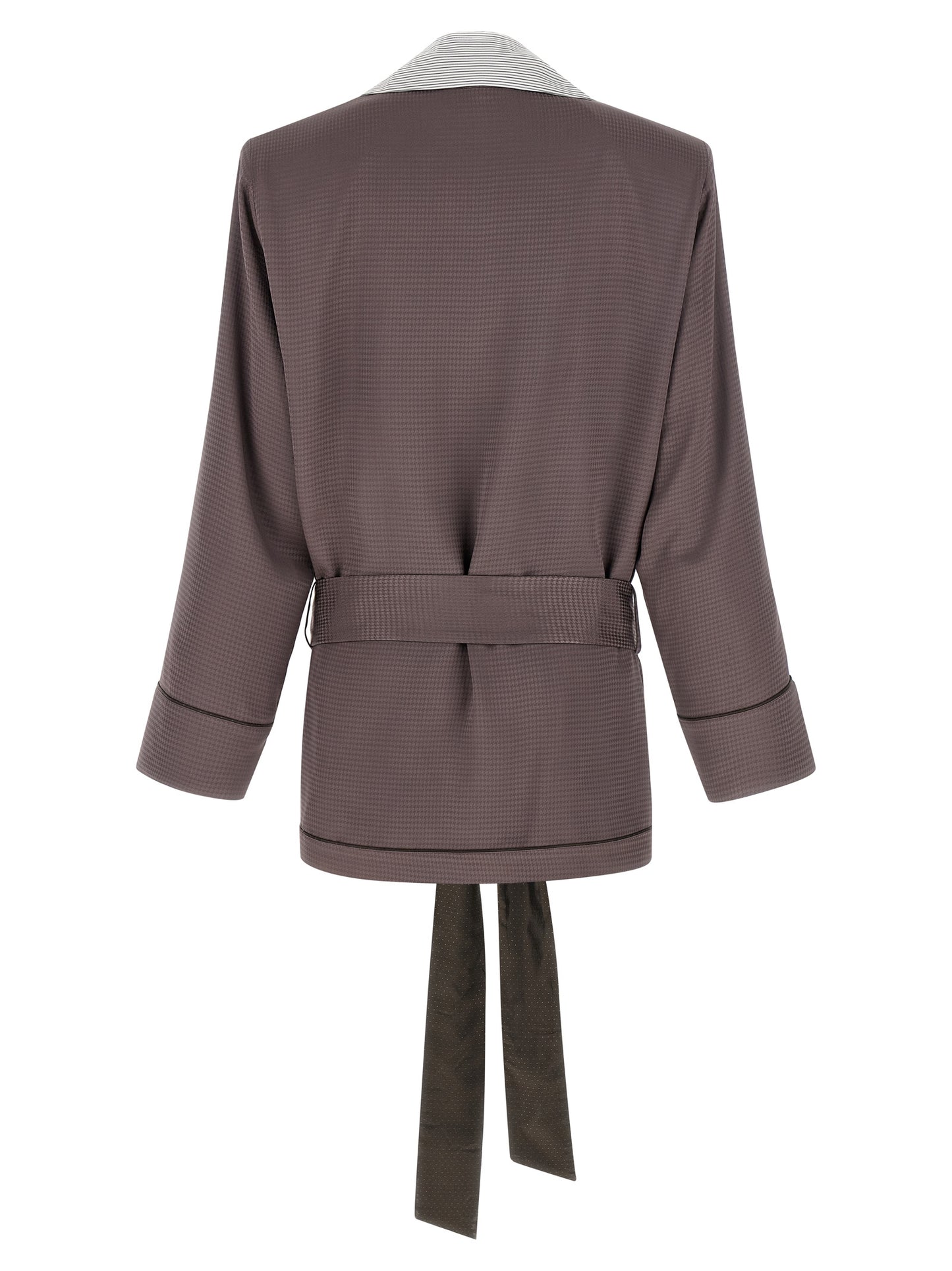 The Attico Women's Padded Satin Viscose Blazer - Purple Patterned Houndstooth Striped
