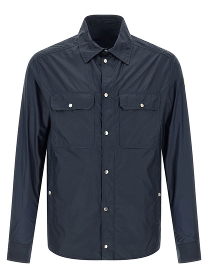 Shirt by Moncler for men in nylon felt blue & transparent features an architectural silhouette with a refined long-sleeve and elegant for a architectural look.