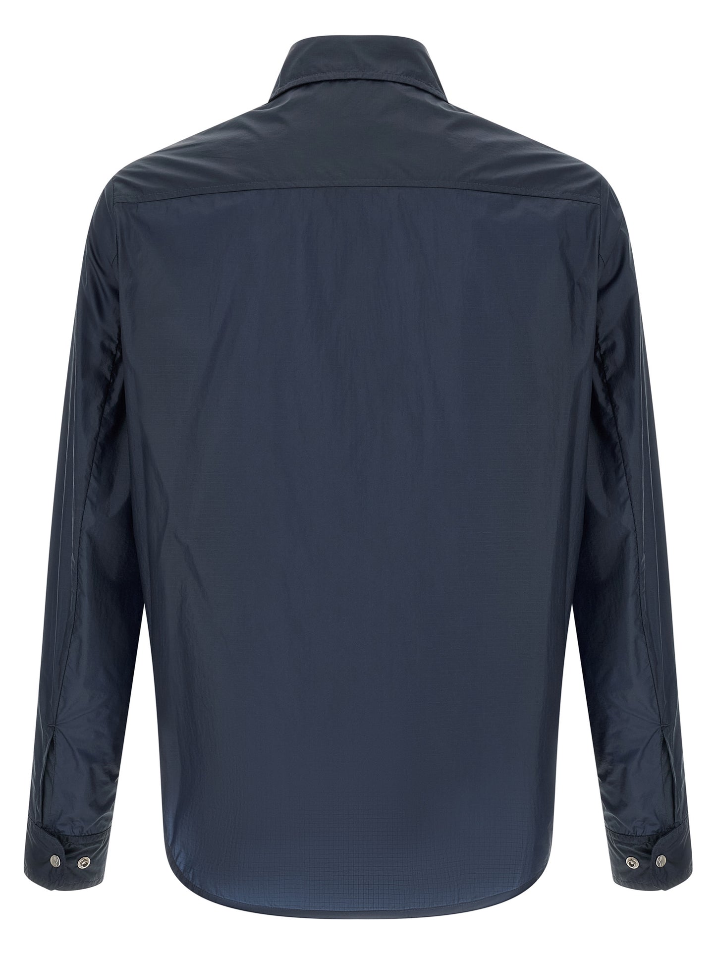 Shirt by Moncler for men in nylon felt blue & transparent showcases a sleek silhouette, elegantly detailed with a sleek and for a sleek finish.