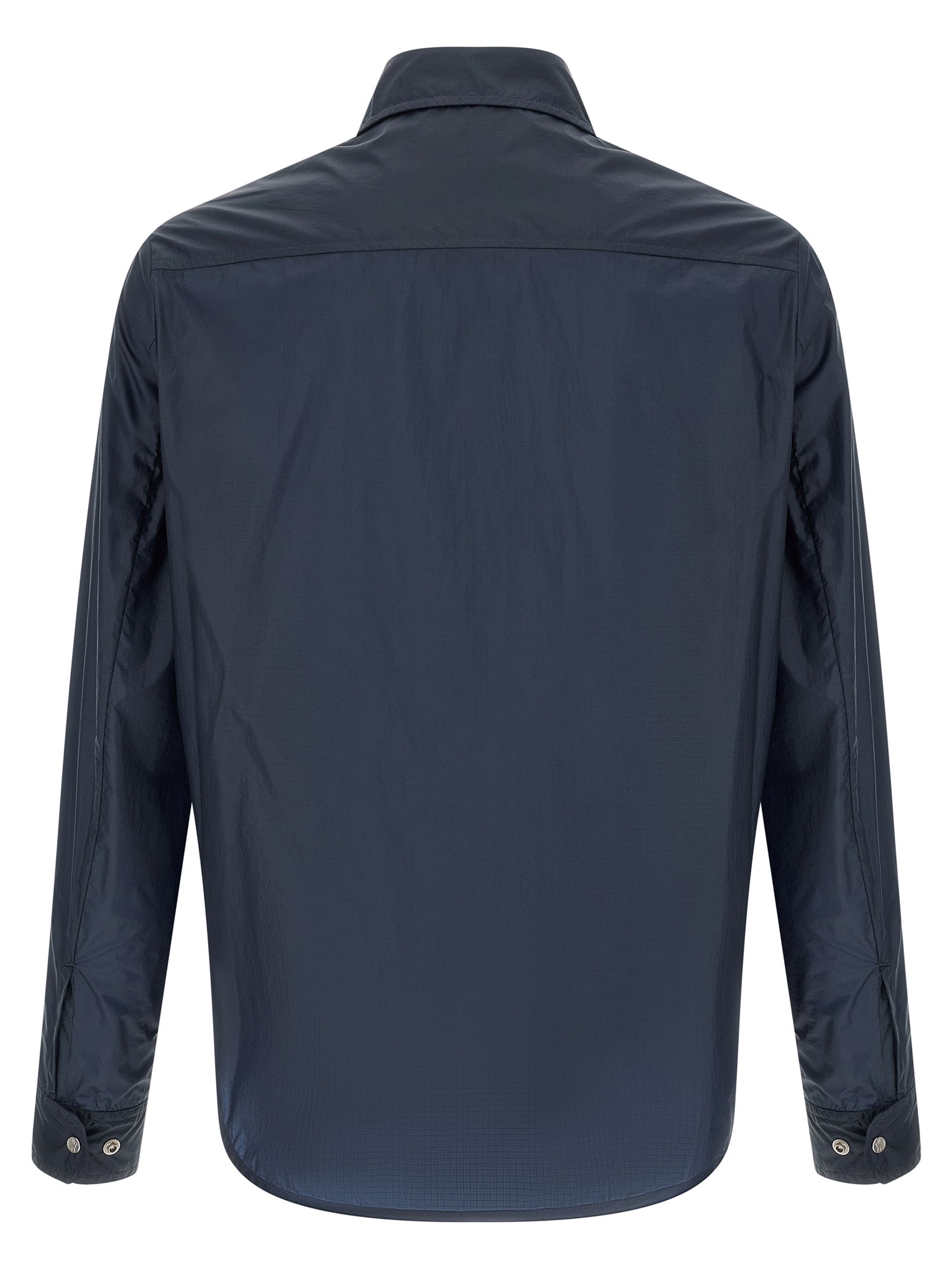 Shirt by Moncler for men in nylon felt blue & transparent showcases a sleek silhouette, elegantly detailed with a sleek and for a sleek finish.