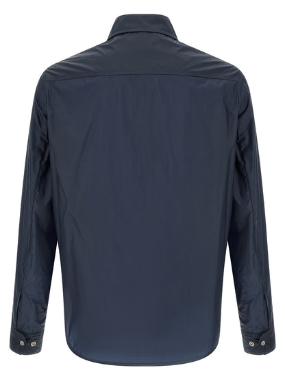 Shirt by Moncler for men in nylon felt blue & transparent showcases a sleek silhouette, elegantly detailed with a sleek and for a sleek finish.