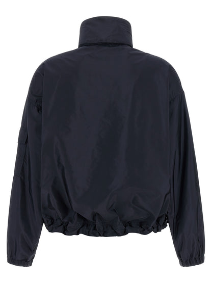 Hooded Windbreaker Jacket by Moncler for women in nylon blue features an stylish silhouette, showcasing a sophisticated hooded neckline and performance-driven pockets, hooded & windproof for a premium, stylish look.