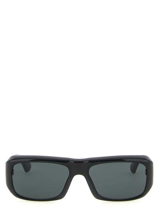 Sunglasses by Saint Laurent for men in silicone resin & acetate black showcases a ethereal silhouette, featuring black coloured frame with for a ethereal finish.