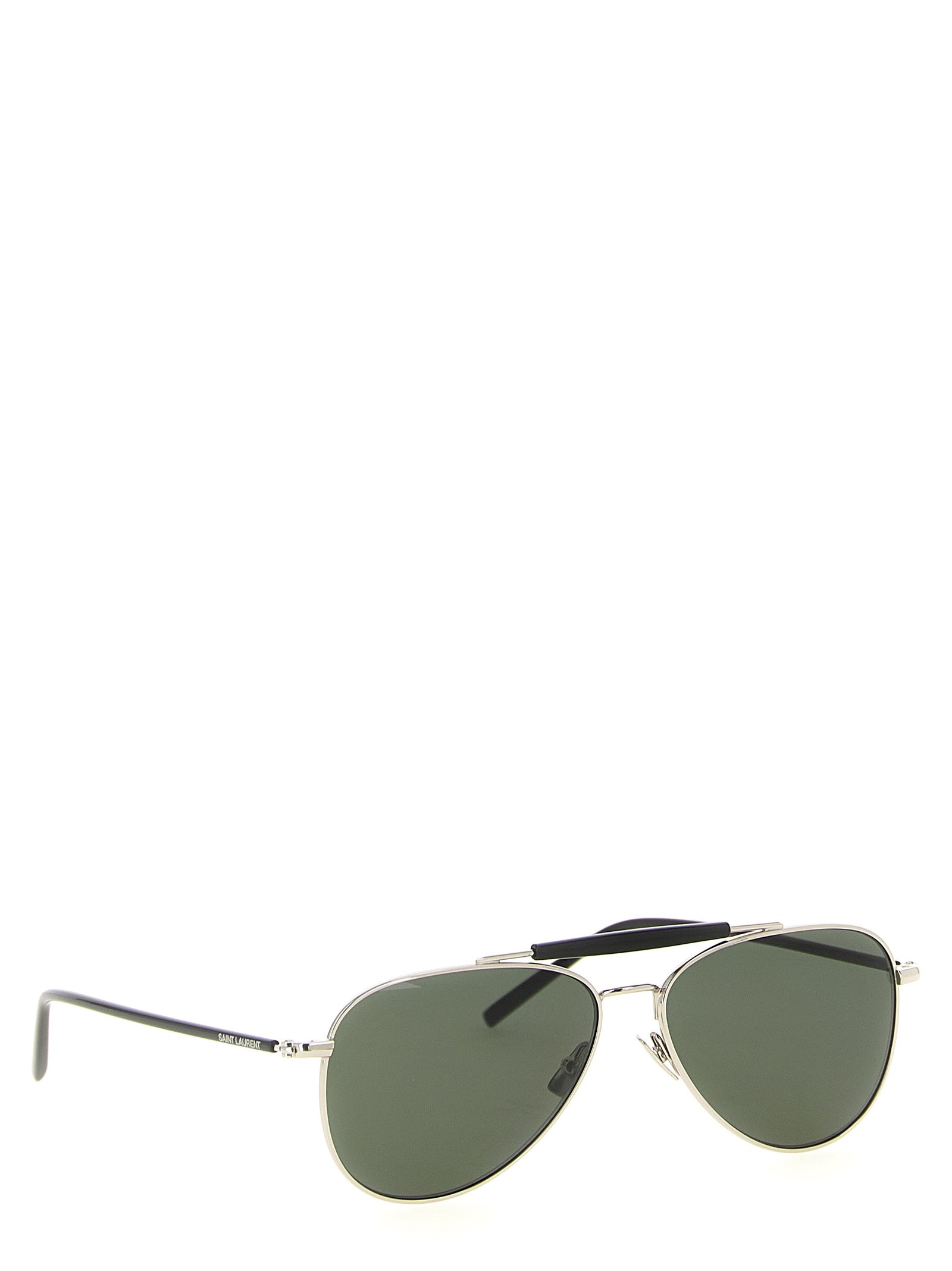 Sunglasses by Saint Laurent for men in nylon silicone & acetate silver & signature features an timeless aviator frame design with silver coloured frame frames and for a timeless finish.
