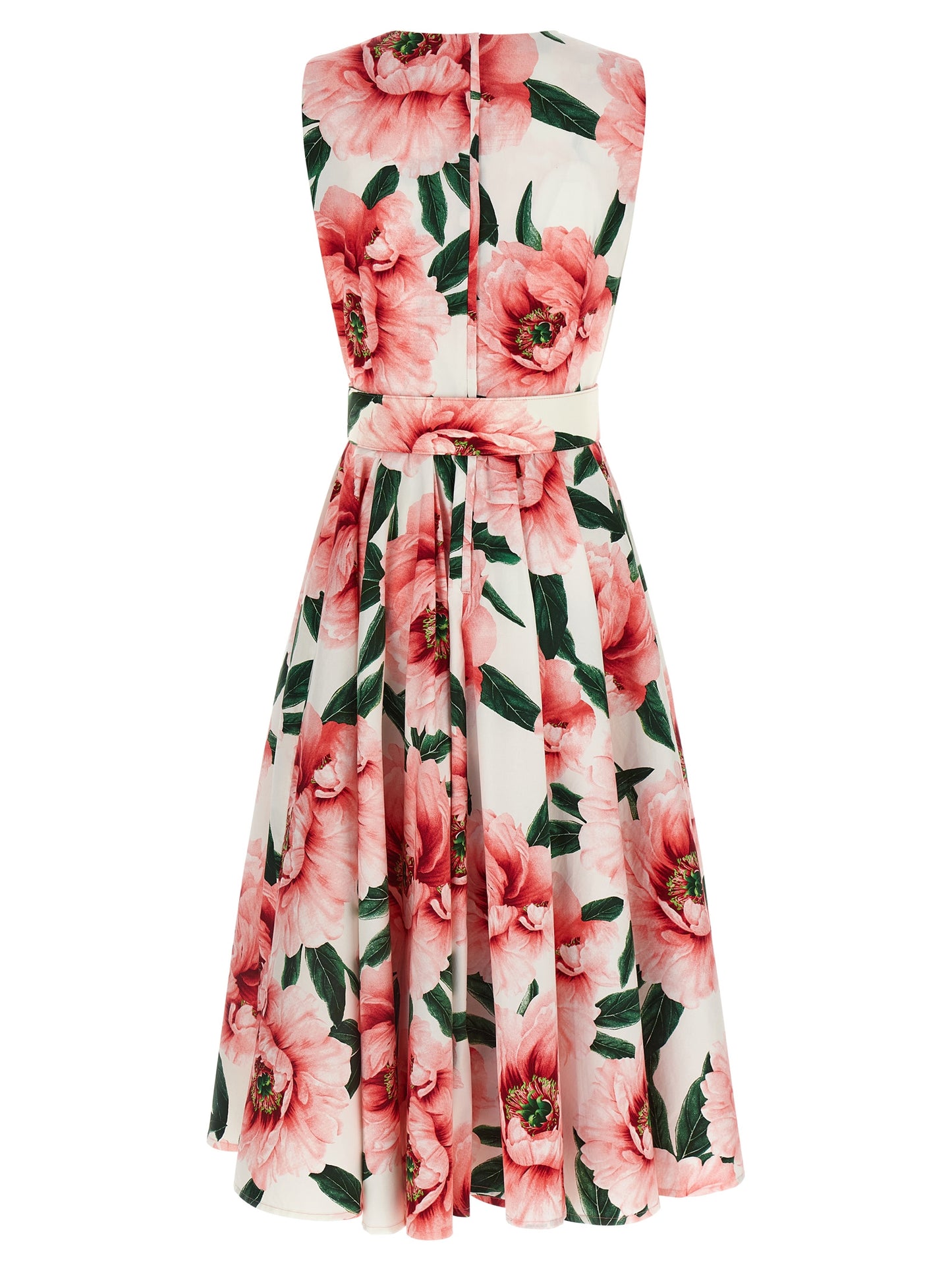 SAMANTHA SUNG Women's V Neck Cotton Midi Dress - Multicolor Pink