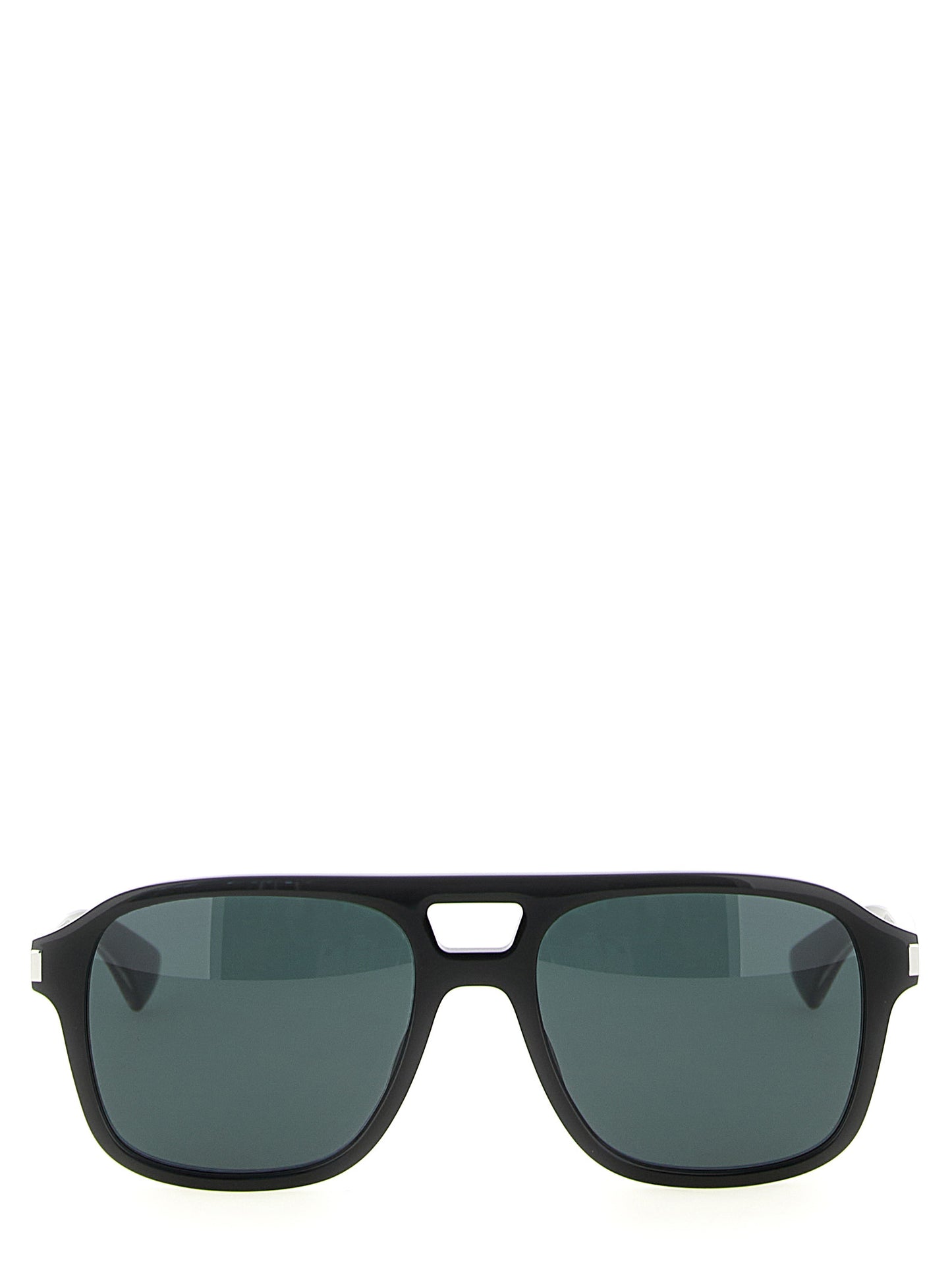 Sunglasses by Saint Laurent for men in denim cotton black & signature features a contemporary silhouette, showcasing a contemporary aviator frame design in black coloured frame with high-performance .