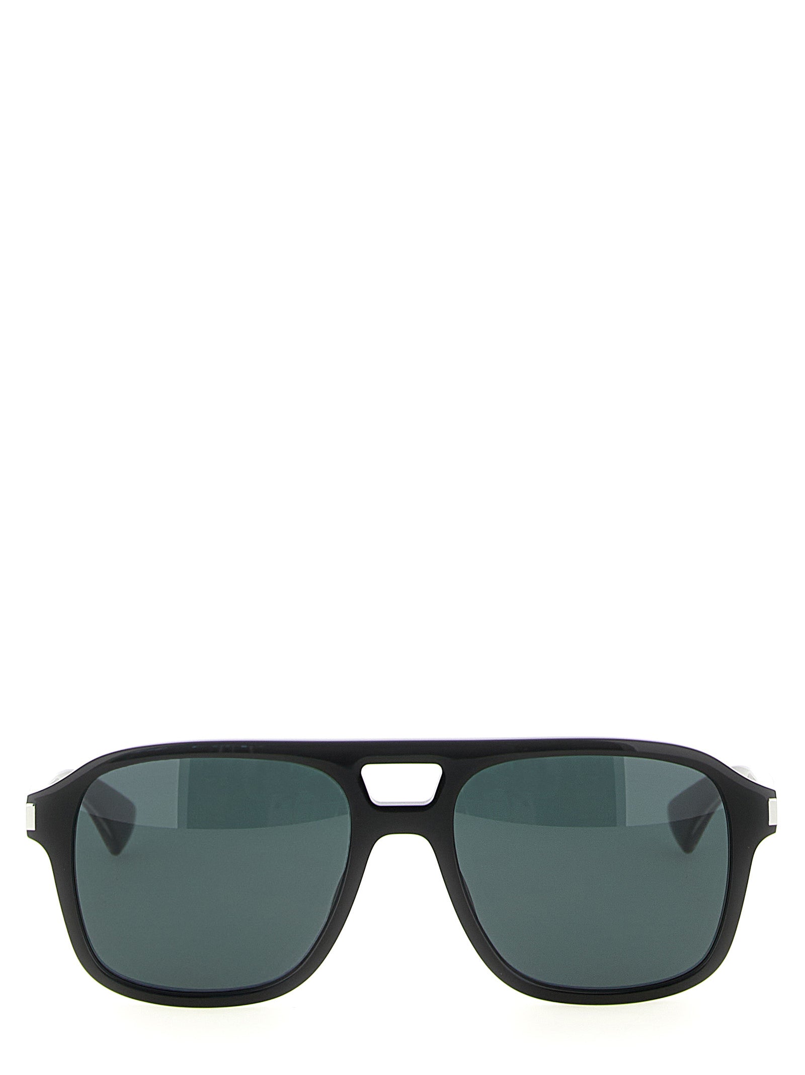 Sunglasses by Saint Laurent for men in denim cotton black & signature features a contemporary silhouette, showcasing a contemporary aviator frame design in black coloured frame with high-performance .