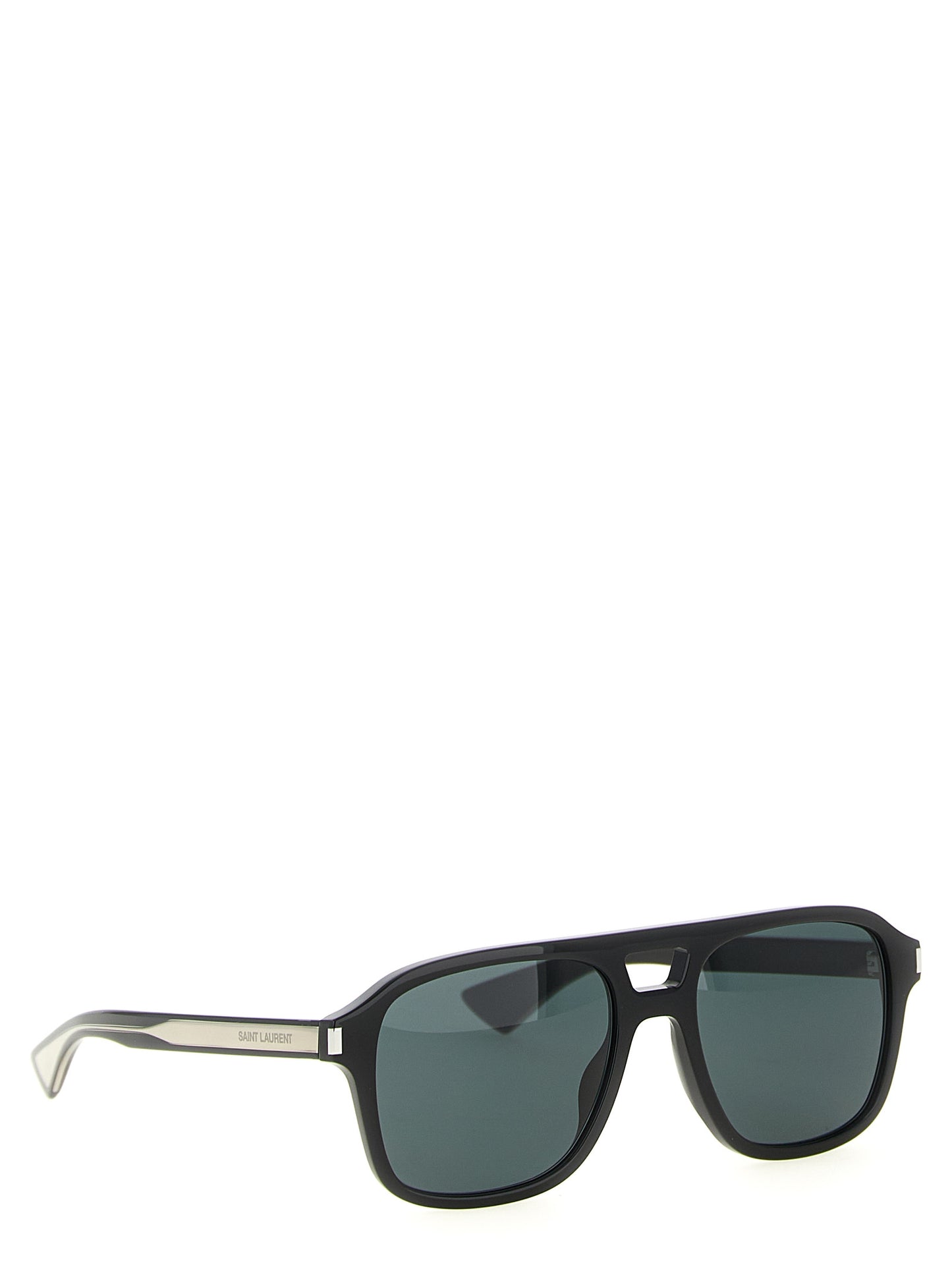 Sunglasses by Saint Laurent for men in denim cotton black & signature showcases a ethereal silhouette, featuring black coloured frame aviator frame design with for a ethereal finish.