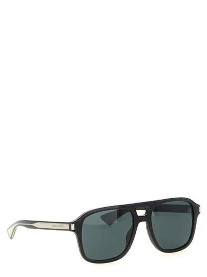 Sunglasses by Saint Laurent for men in denim cotton black & signature showcases a ethereal silhouette, featuring black coloured frame aviator frame design with for a ethereal finish.